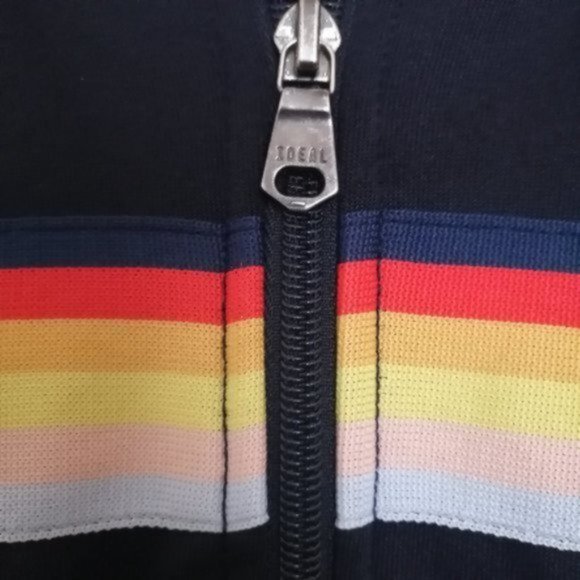 American Eagle Outfitters Rainbow Striped Navy Blue Jacket - Picture 5 of 13